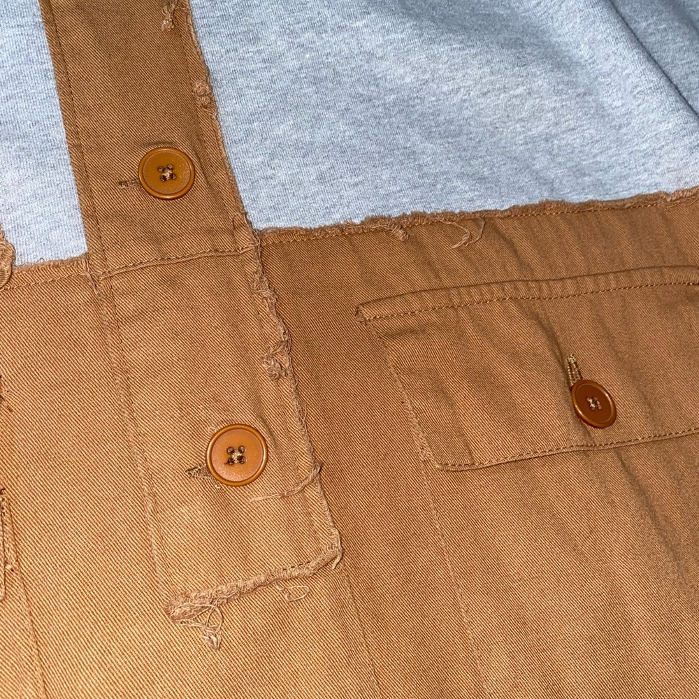 MNML Outerwear Oversized Gray & Brown Mash Up Hoodie | Size Medium - Picture 10 of 16